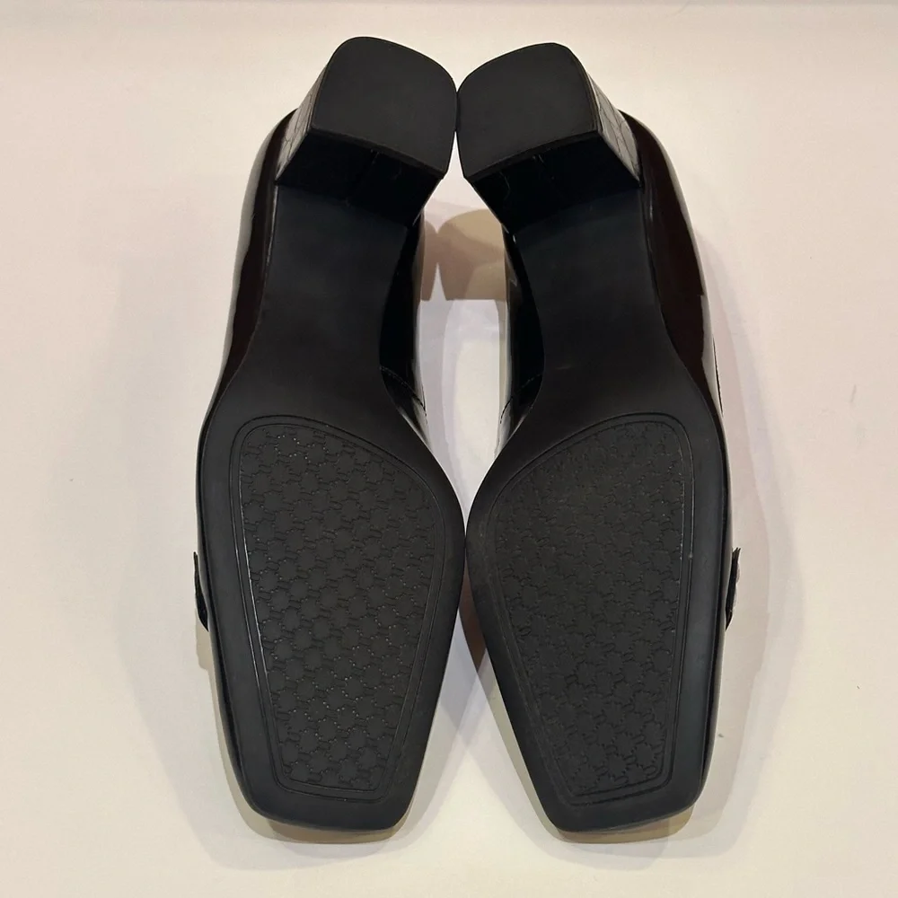 Vintage NWT Joan & David Black Croc-Embossed Low-Heeled Loafers - Picture 6 of 7